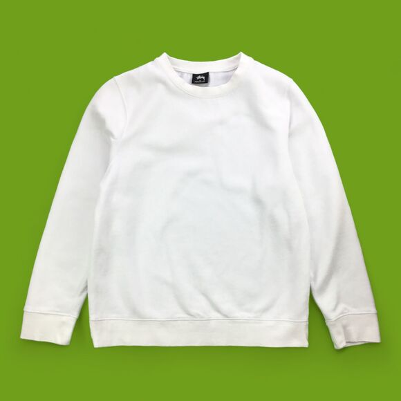 Stussy Other - Stussy Mens Crew Neck Sweatshirt sz S Cotton Blend Pullover Solid White